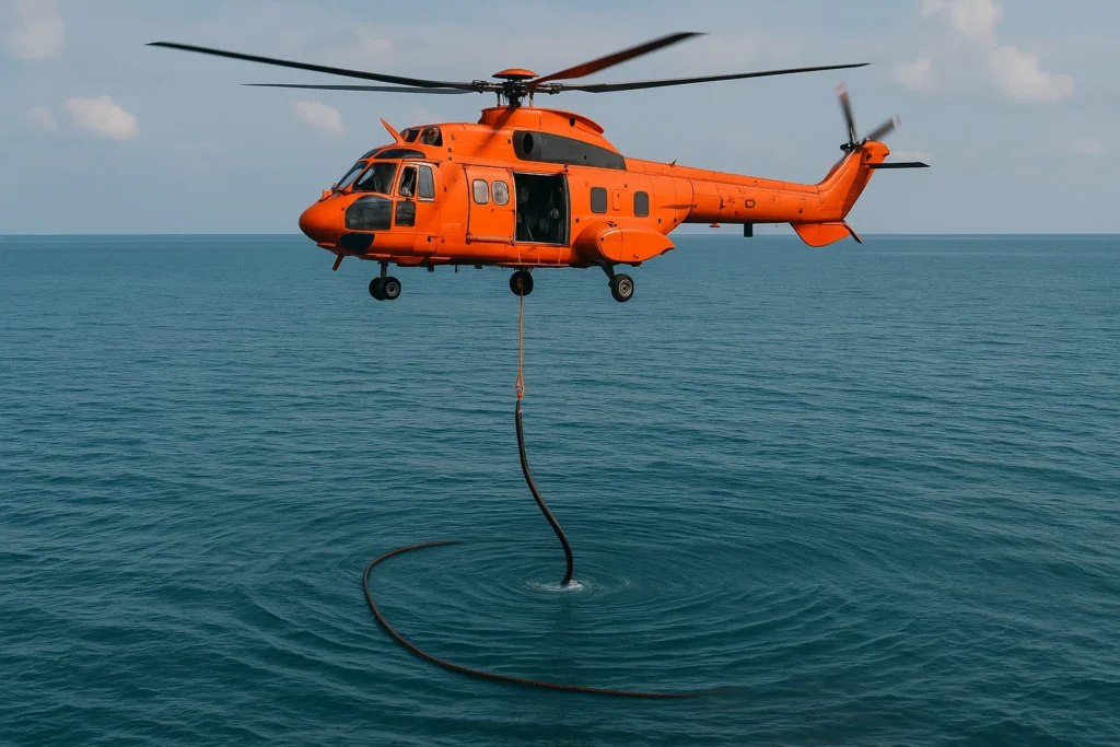 helicopter use in underwater cable deployment