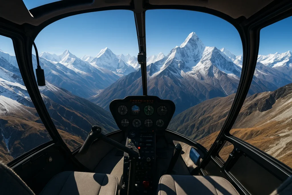 Helicopter Ride Over the Himalayas
