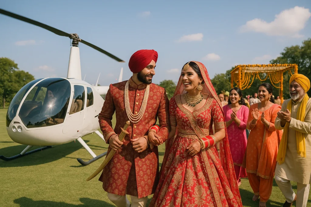 Helicopter entry for Punjabi wedding