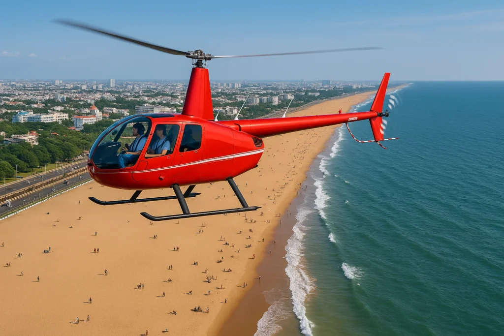 Helicopter ride over Marina Beach
