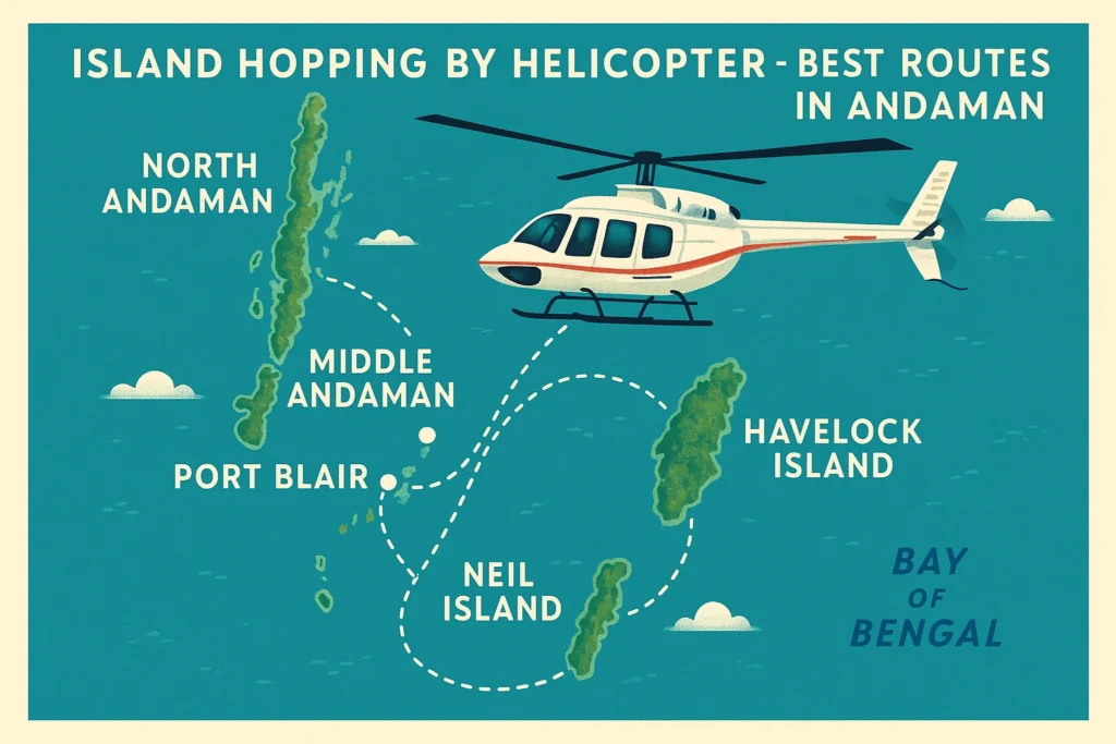 Island hopping by helicopter in Andaman