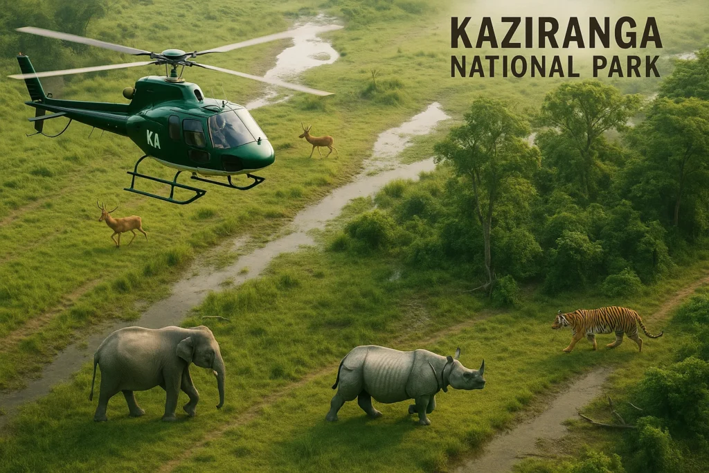 Kaziranga National Park by helicopter