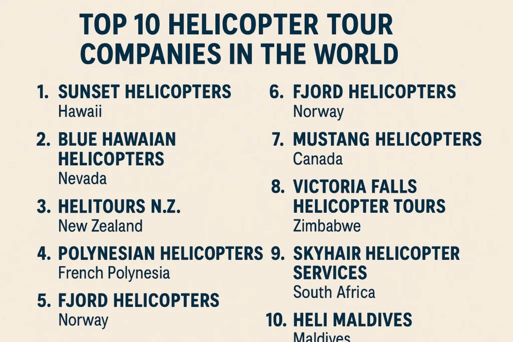 Top 10 Helicopter Tour Companies in the World