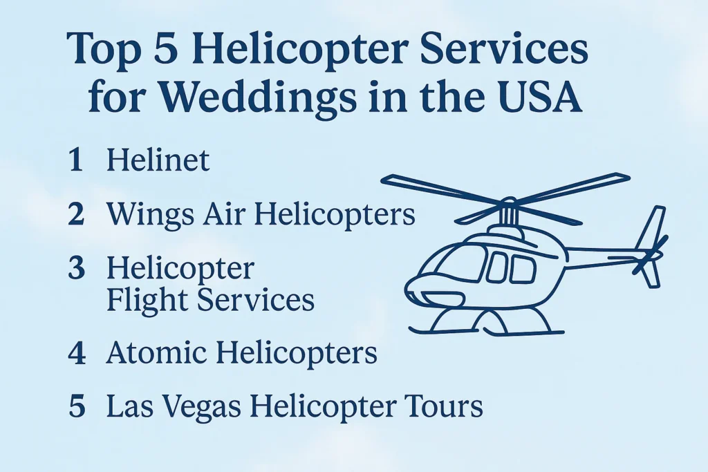 Top 5 helicopter services for weddings in the USA