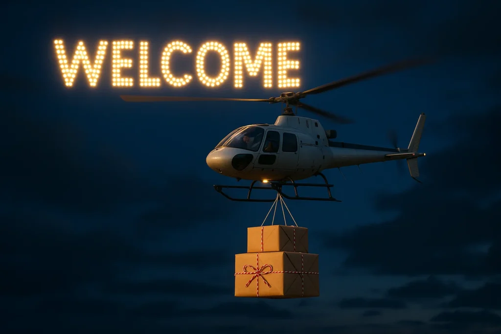 Helicopter LED Welcome Message