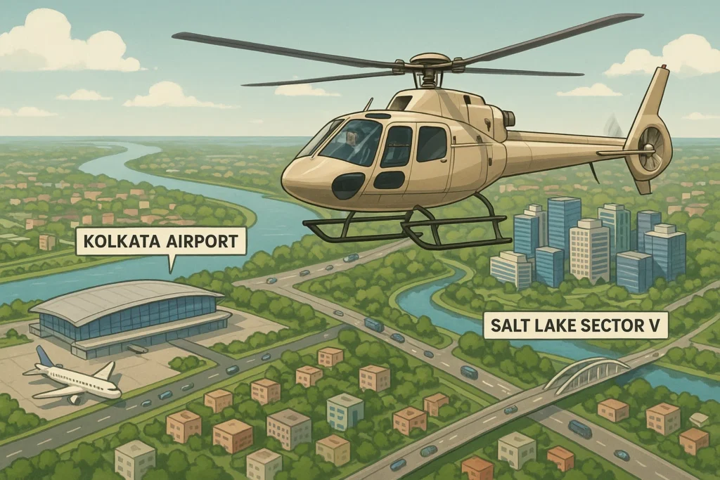 Helicopter Transfer from Kolkata Airport to Salt Lake Sector V