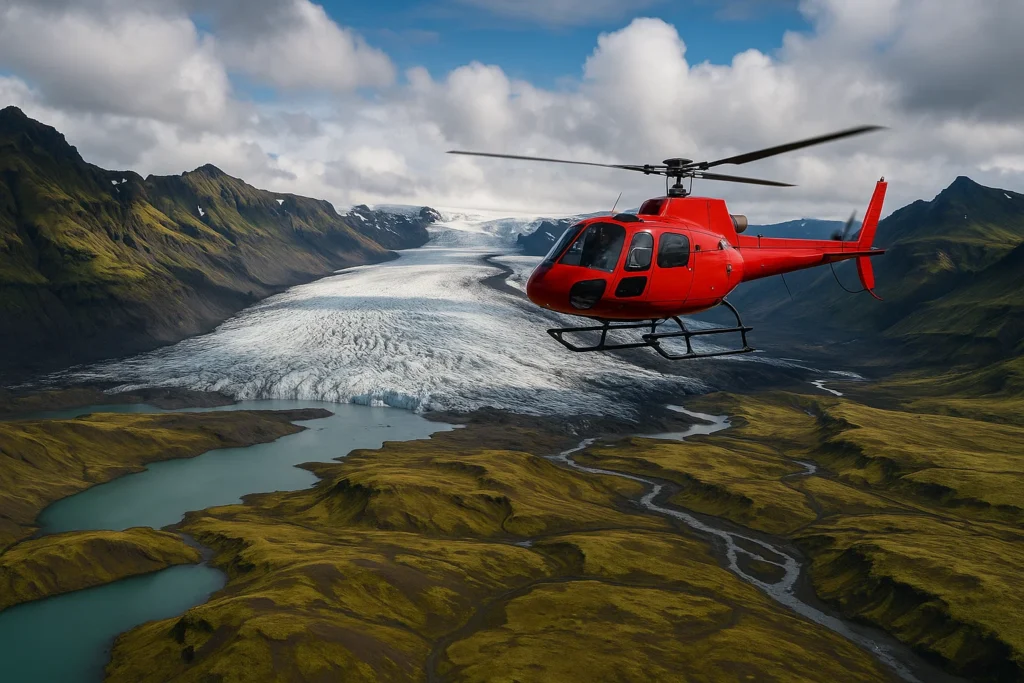Scenic Helicopter Ride Over Icelandic Glaciers