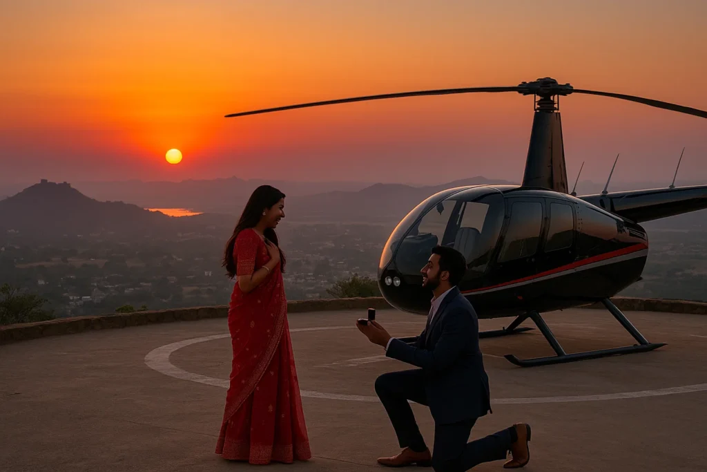 Sunset Proposal by Helicopter