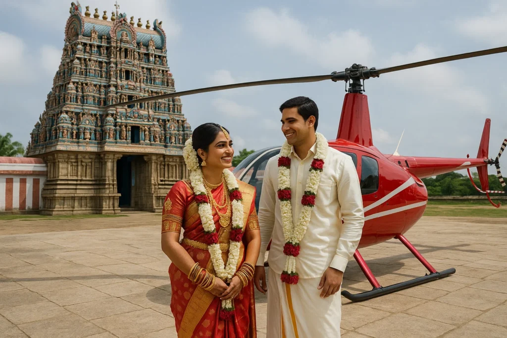 Temple Wedding by Helicopter